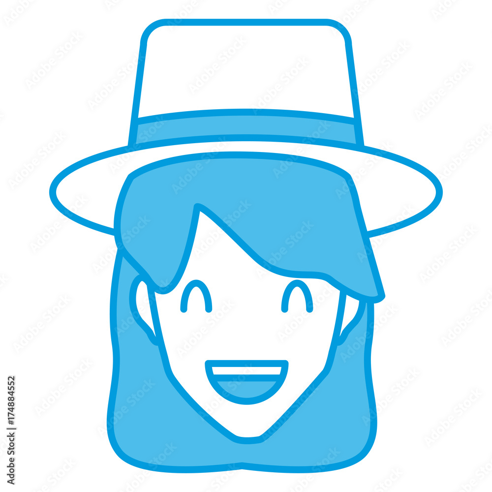 Woman with hat smiling cartoon icon vector illustration graphic design Woman with hat smiling cartoon icon vector illustration graphic design