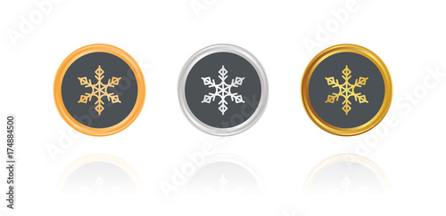 Eisflocke - Bronze, Silber, Gold Buttons