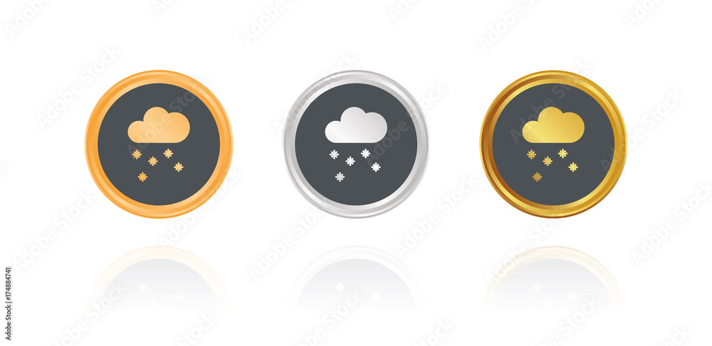 Wolke schneit - Bronze, Silber, Gold Buttons Wolke schneit - Bronze, Silber, Gold Buttons