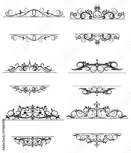 Vintage vector swirl frame set