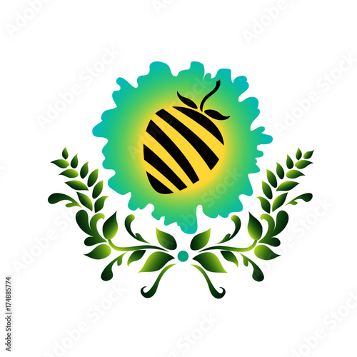 The emblem of the strawberry. Structure of green leaves.