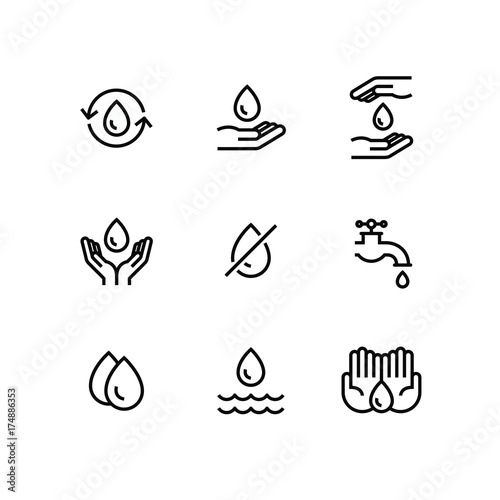 Save Water Drop Icon Set