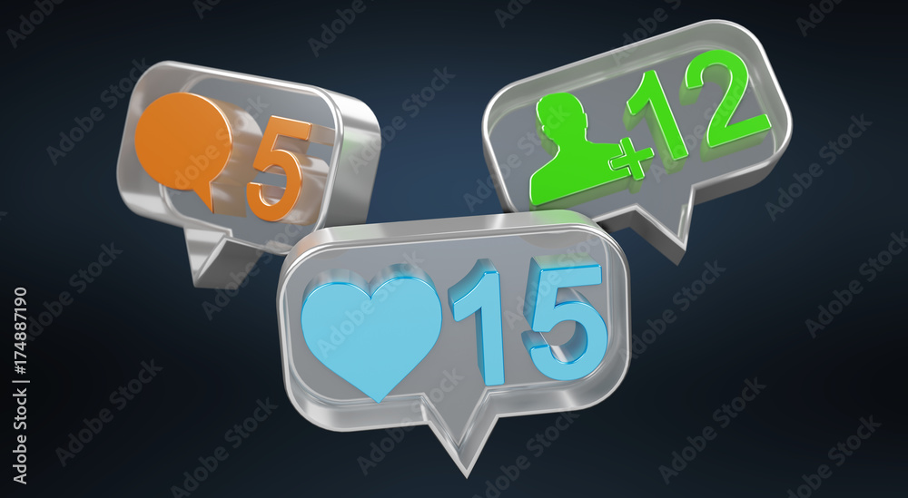 Digital colorful social media icons 3D rendering Digital colorful social media icons 3D rendering