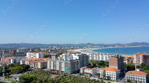 top view of the city by the sea with a large beach.Laredo, Cantabria, North Spain