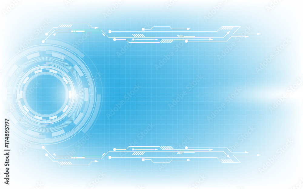 Obraz premium Grey white Abstract technology background with various technology elements