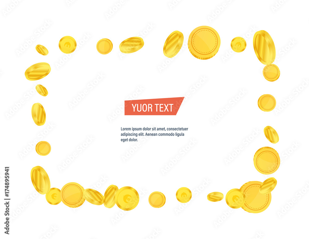 Square frame made of flying of gold coins Square frame made of flying of gold coins