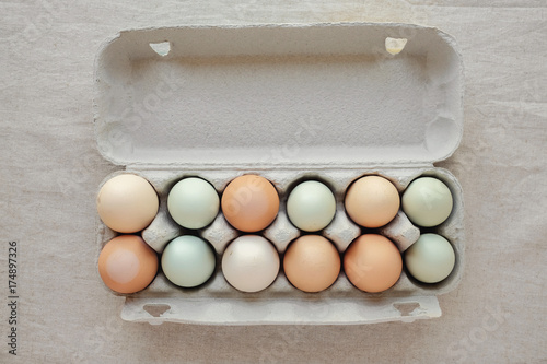 dozen organic free range eggs in carton