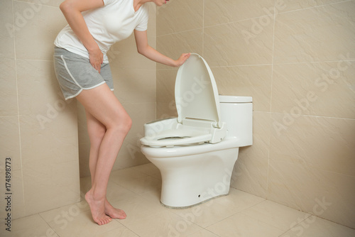 woman feeling stomach ache during menstruation