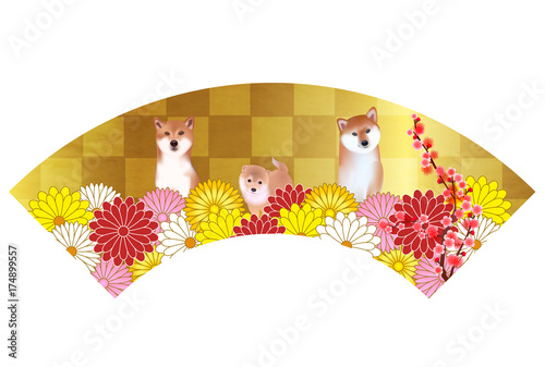 戌　年賀状　扇　アイコン