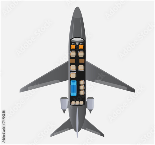  Seat Map of Small Air Ambulance Jet Airplane