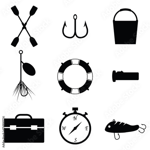 fishing icon set
