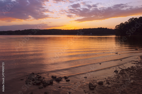 A sunset view of Lake Norman in North Carolina.