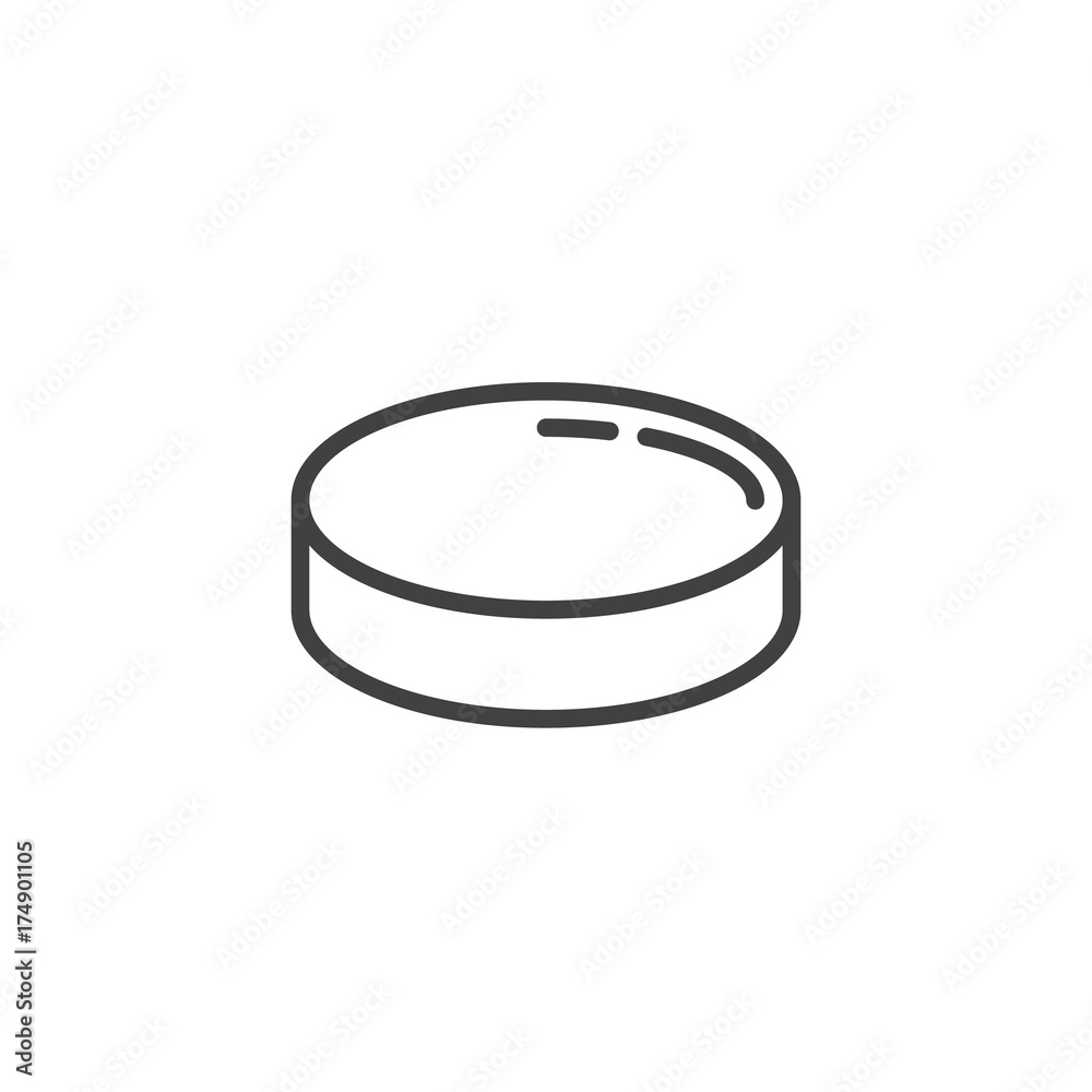 Hockey puck line icon, outline vector sign, linear style pictogram isolated  on white. Symbol, logo illustration. Editable stroke Stock Vector | Adobe  Stock