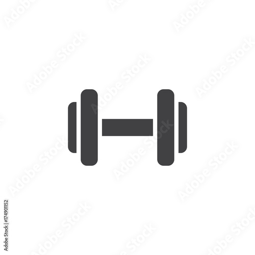 Dumbbell icon vector, filled flat sign, solid pictogram isolated on white. Symbol, logo illustration.