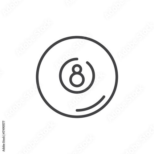 Pool ball line icon, outline vector sign, linear style pictogram isolated on white. Symbol, logo illustration. Editable stroke