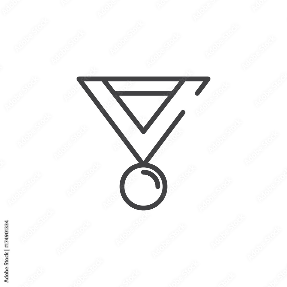 Medal line icon, outline vector sign, linear style pictogram isolated on white. Symbol, logo illustration. Editable stroke Medal line icon, outline vector sign, linear style pictogram isolated on white. Symbol, logo illustration. Editable stroke