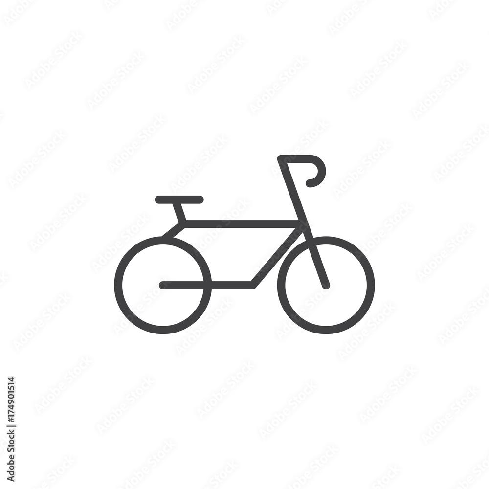 Bicycle line icon, outline vector sign, linear style pictogram isolated on white. Bike symbol, logo illustration. Editable stroke