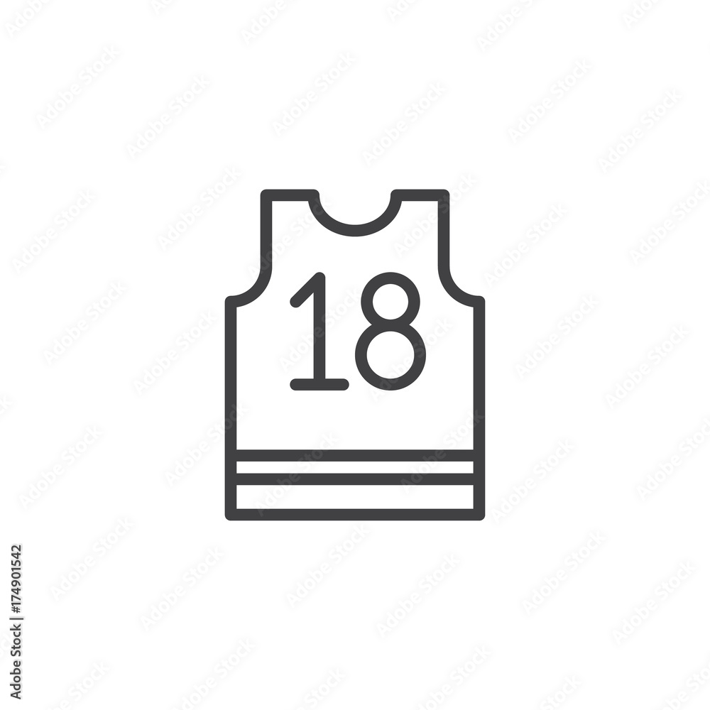 Basketball jersey line icon, outline vector sign, linear style pictogram  isolated on white. Symbol, logo illustration. Editable stroke Stock-vektor  | Adobe Stock