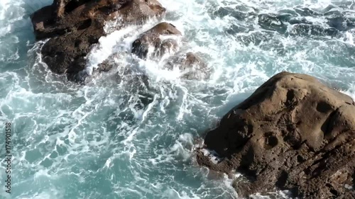 Sea waves beating against rocks