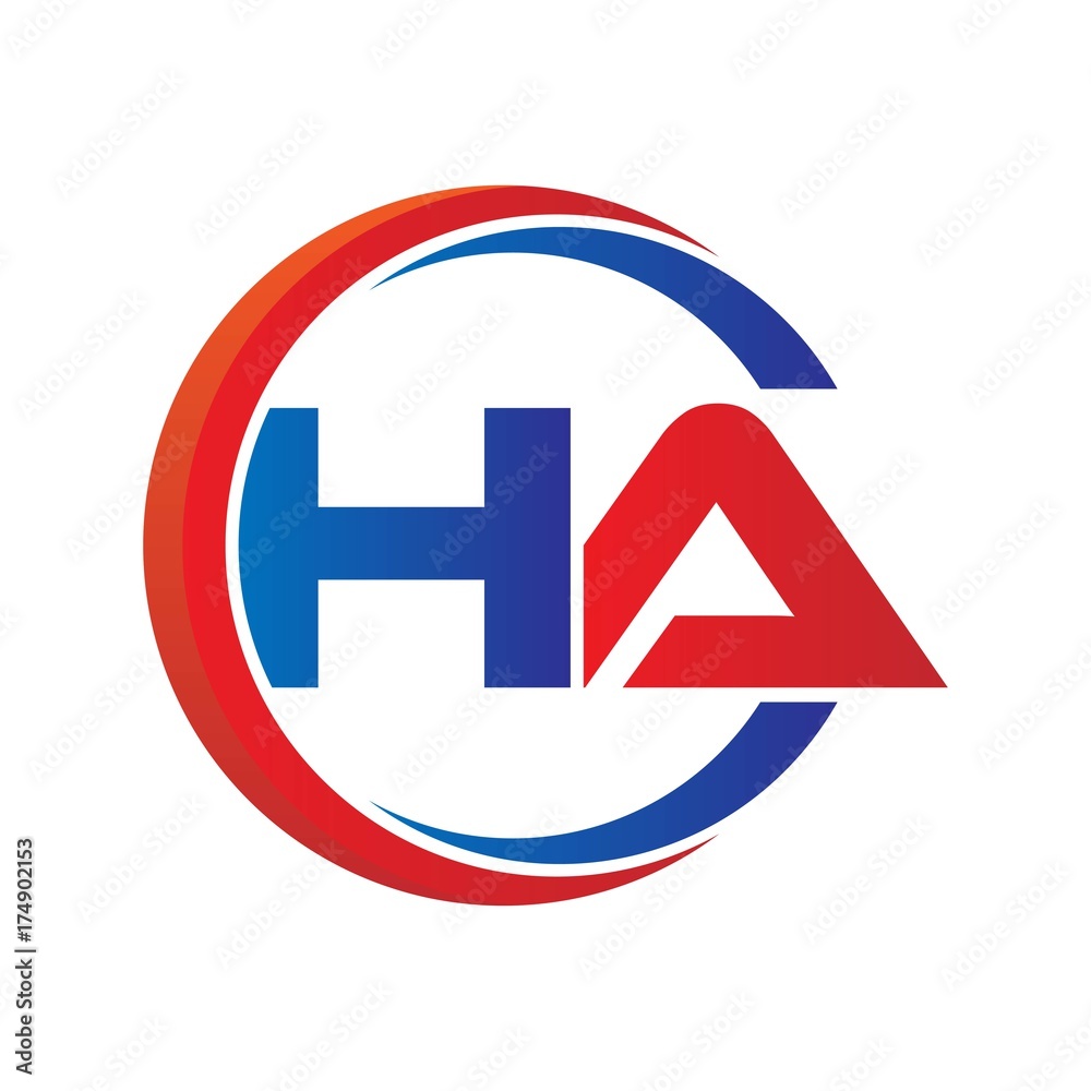 ha logo vector modern initial swoosh circle blue and red ha logo vector modern initial swoosh circle blue and red