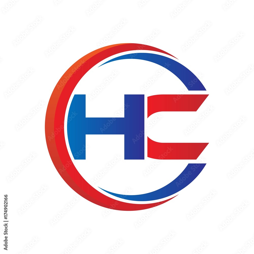 hc logo vector modern initial swoosh circle blue and red hc logo vector modern initial swoosh circle blue and red