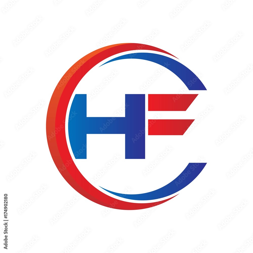 hf logo vector modern initial swoosh circle blue and red hf logo vector modern initial swoosh circle blue and red
