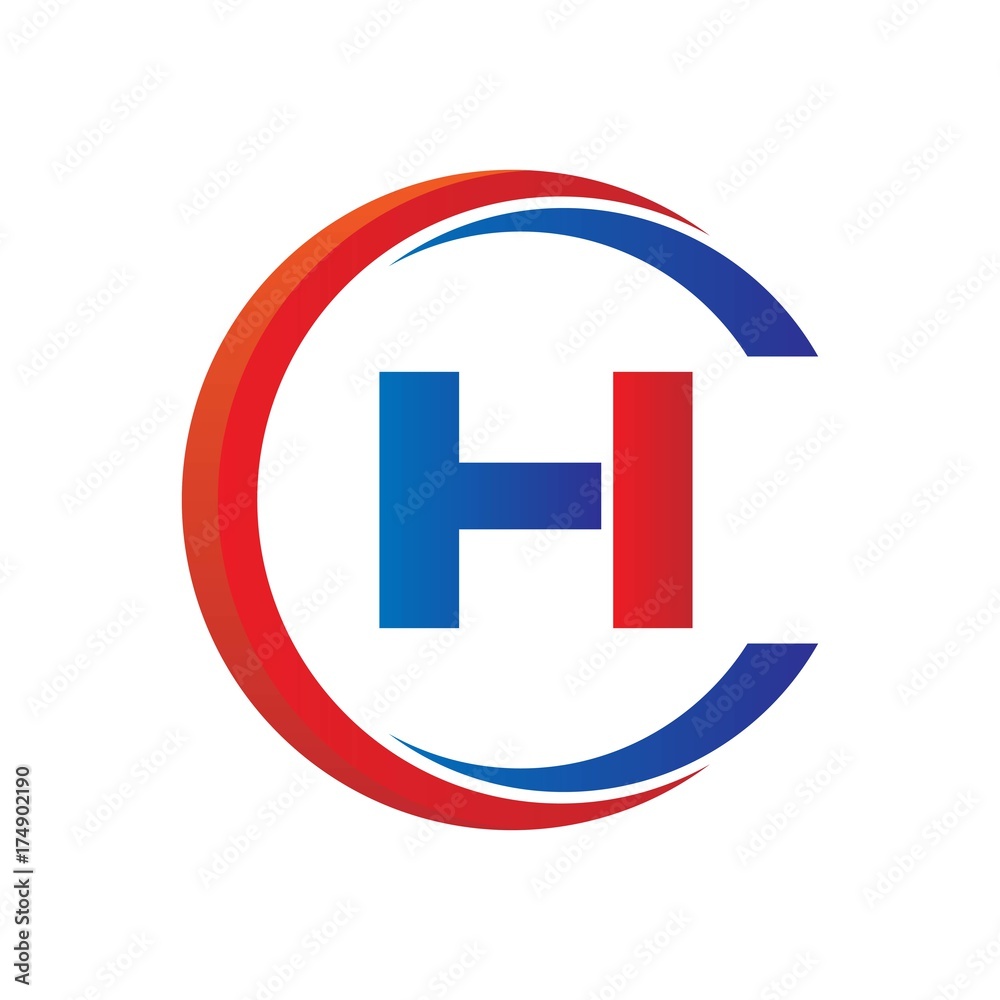 hi logo vector modern initial swoosh circle blue and red hi logo vector modern initial swoosh circle blue and red
