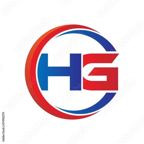 hg logo vector modern initial swoosh circle blue and red