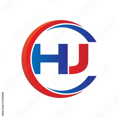 Free Download hj logo vector modern initial swoosh circle blue and red - GFXLoad