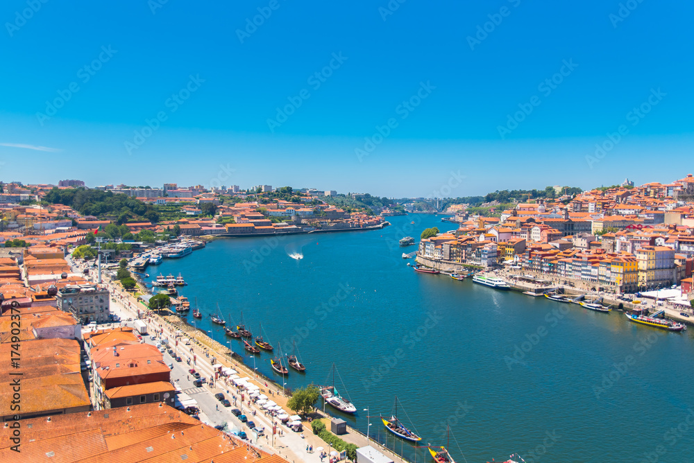     Porto, Portugal, panorama of the river Douro and tiles roofs 