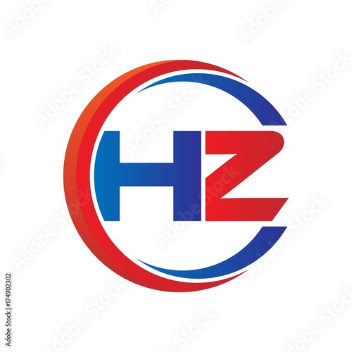 Free Download hz logo vector modern initial swoosh circle blue and red - GFXLoad