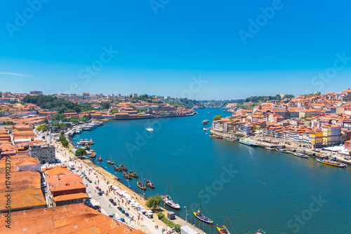  Porto, Portugal, panorama of the river Douro and tiles roofs 