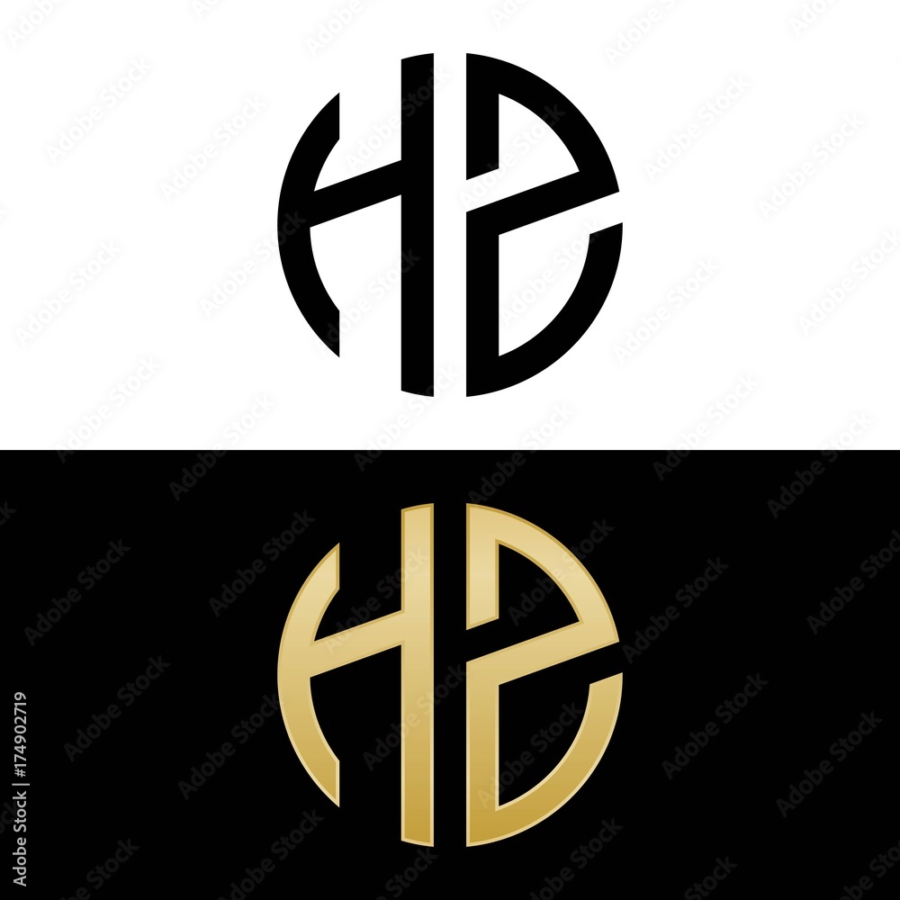 hz initial logo circle shape vector black and gold hz initial logo circle shape vector black and gold