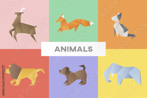 Origami animal vector icon