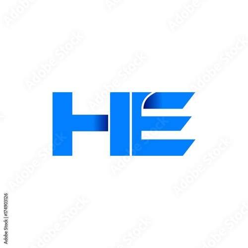 he logo initial logo vector modern blue fold style