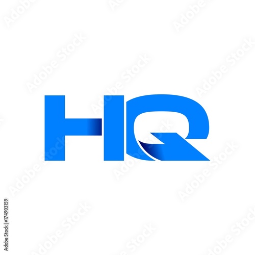 hq logo initial logo vector modern blue fold style