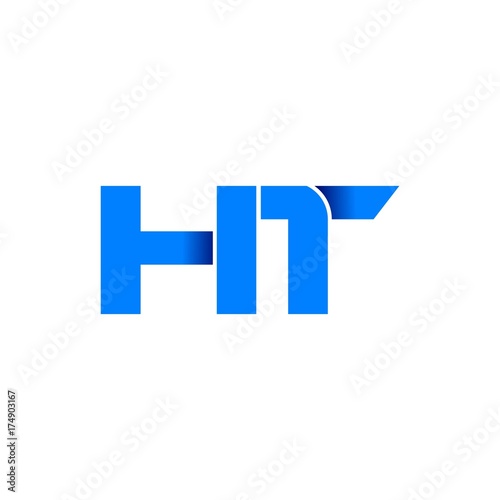 Free Download ht logo initial logo vector modern blue fold style - GFXLoad