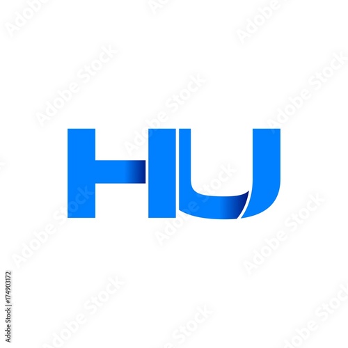 hu logo initial logo vector modern blue fold style