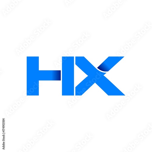 hx logo initial logo vector modern blue fold style