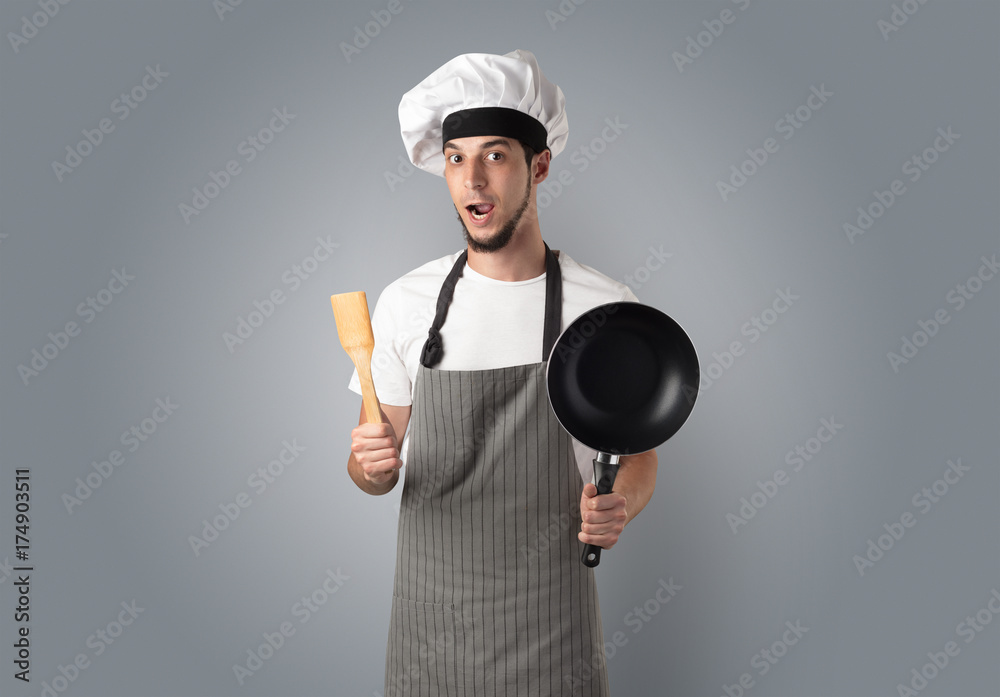 Cook with kitchen tools and empty wallpaper Cook with kitchen tools and empty wallpaper