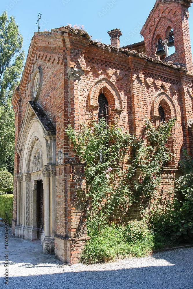 Old chapel of medieval castle. Grazzano Visconti, Italy