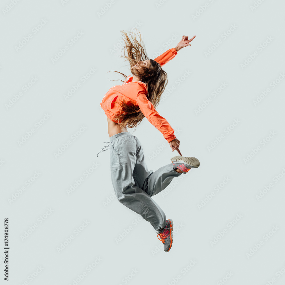 Modern style dancer jumping - obrazy, fototapety, plakaty 