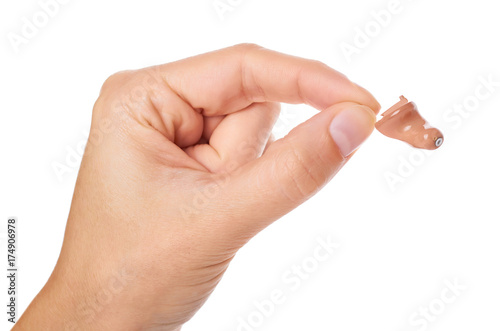 Cuadro en lienzo hearing aid device in hand isolated on white background