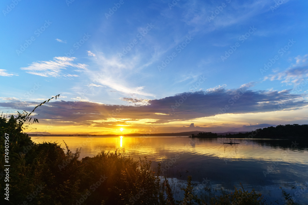 Beautiful sunrise at Sirindhorn Dam , Ubon Ratchatani, Thailand Beautiful sunrise at Sirindhorn Dam , Ubon Ratchatani, Thailand