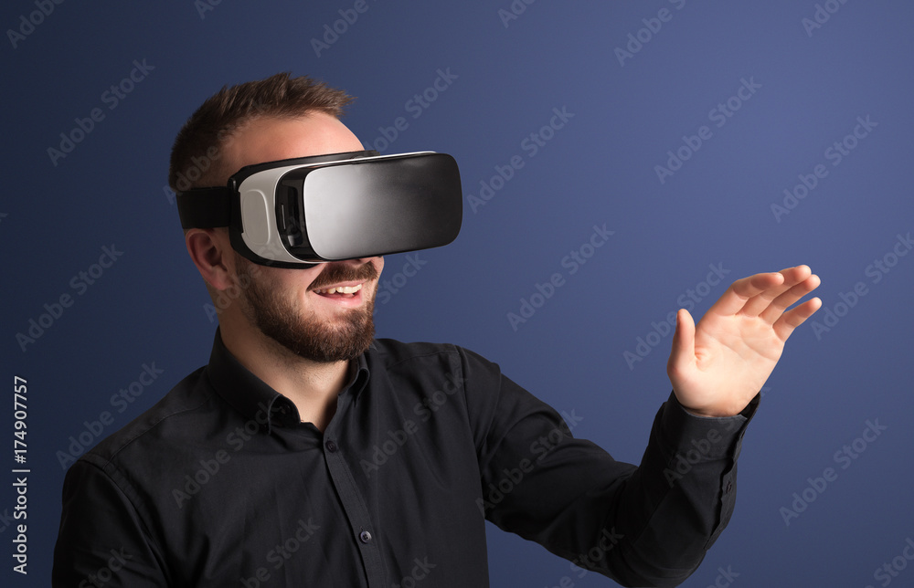 Businessman with virtual reality goggles Businessman with virtual reality goggles