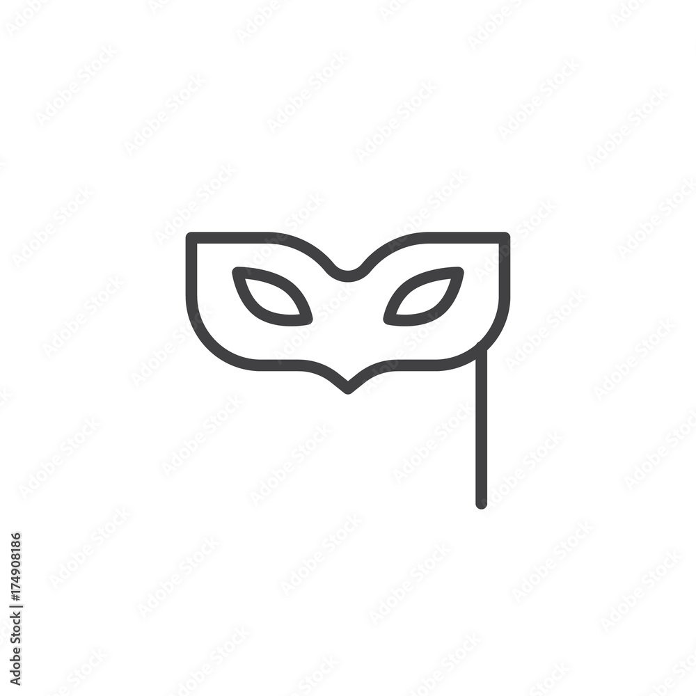 Eye mask line icon, outline vector sign, linear style pictogram isolated on white. Masquerade ball symbol, logo illustration. Editable stroke Eye mask line icon, outline vector sign, linear style pictogram isolated on white. Masquerade ball symbol, logo illustration. Editable stroke