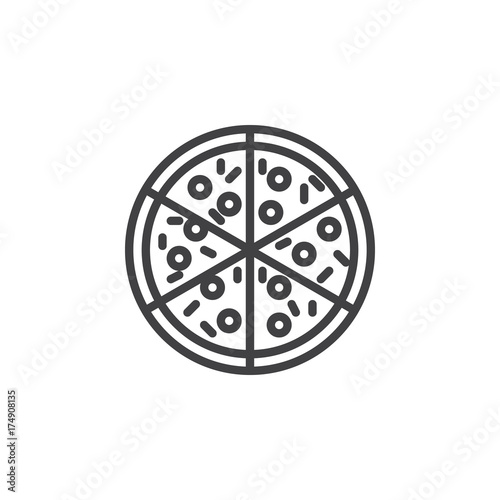 Pizza line icon, outline vector sign, linear style pictogram isolated on white. Symbol, logo illustration. Editable stroke