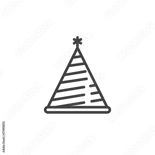 Party hat line icon  outline vector sign  linear style pictogram isolated on white. Symbol  logo illustration. Editable stroke
