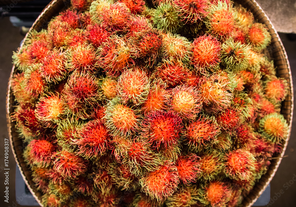 Fototapeta premium Rambutan on the counter market