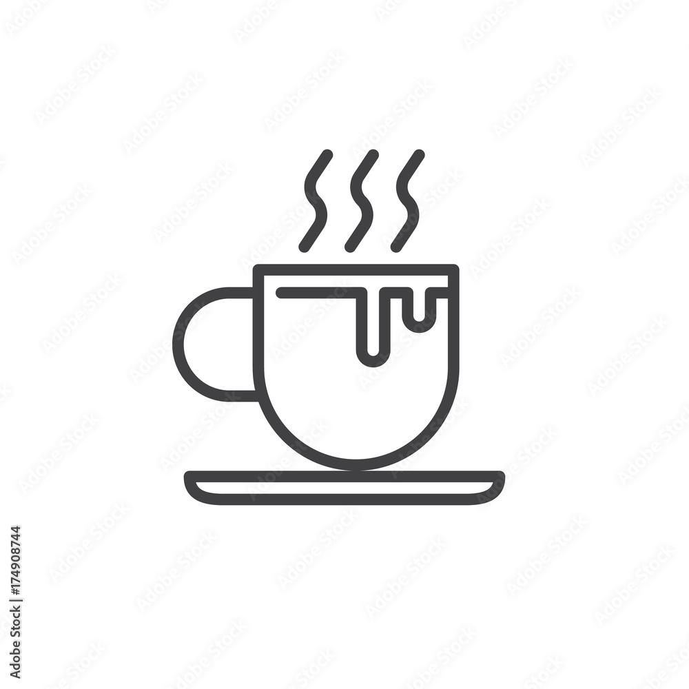 Hot chocolate cup line icon, outline vector sign, linear style pictogram isolated on white. Symbol, logo illustration. Editable stroke Hot chocolate cup line icon, outline vector sign, linear style pictogram isolated on white. Symbol, logo illustration. Editable stroke